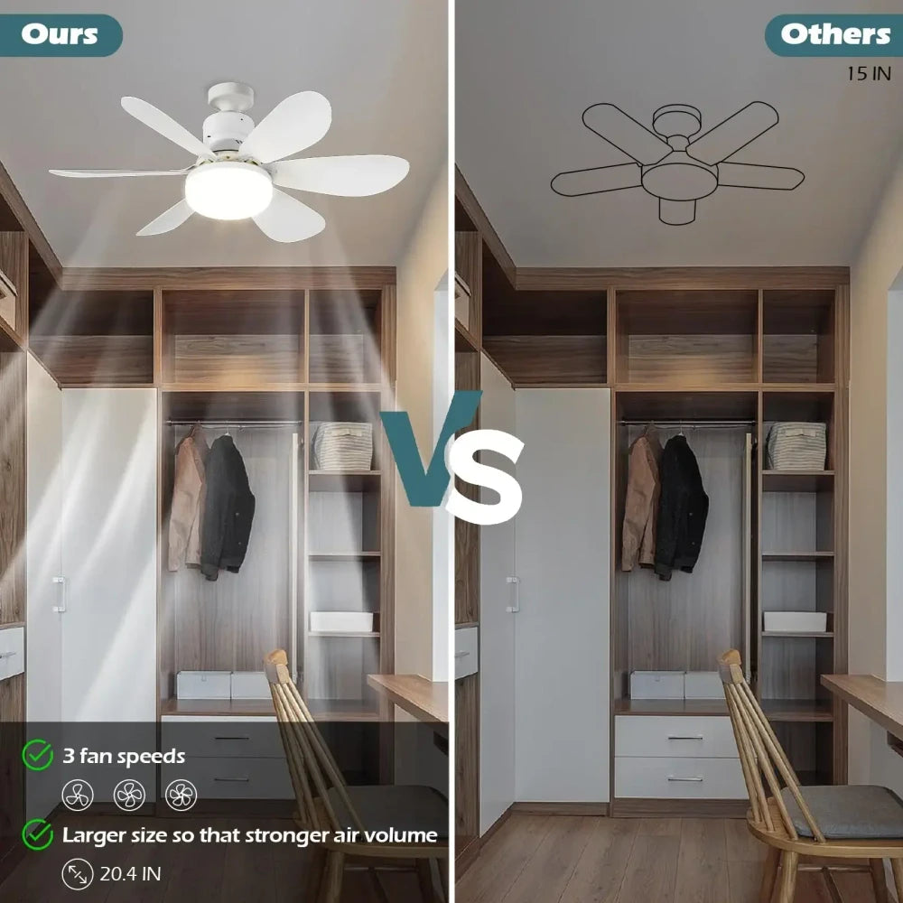 Portable LED Ceiling Socket Fan